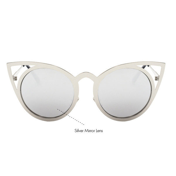 ROYAL GIRL 2017 New Women Sunglasses Vintage Cat Eye Sun glasses Metal Eyeglasses Frames Mirror Shades Sexy Sunnies ss309
