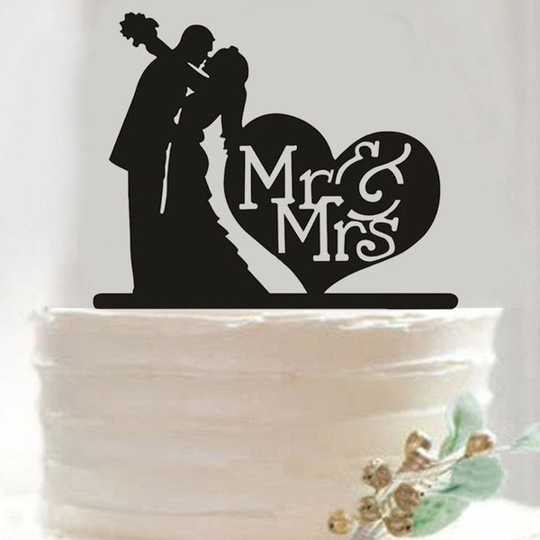 Hot Sale Wedding Decoration Cake Topper Mr Mrs Acrylic Black Romantic Bride Groom For Wedding Cake Topper Party Favors
