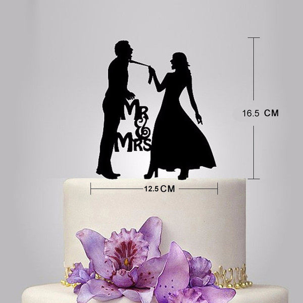 Hot Sale Wedding Decoration Cake Topper Mr Mrs Acrylic Black Romantic Bride Groom For Wedding Cake Topper Party Favors