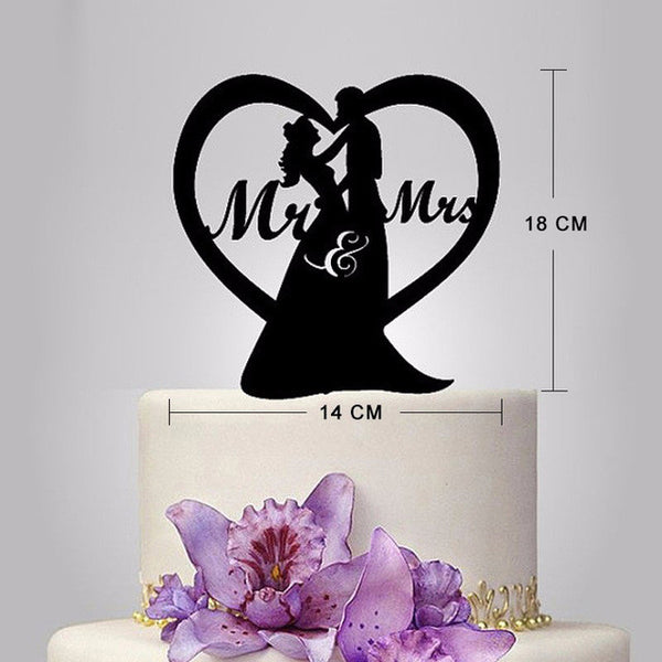 Hot Sale Wedding Decoration Cake Topper Mr Mrs Acrylic Black Romantic Bride Groom For Wedding Cake Topper Party Favors