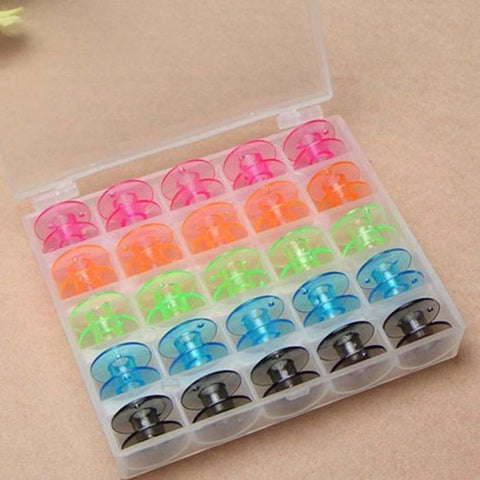 25Pcs/Set Storage Box for Sewing Machine Empty Bobbins Sewing Machine Spools Colorful Plastic Case