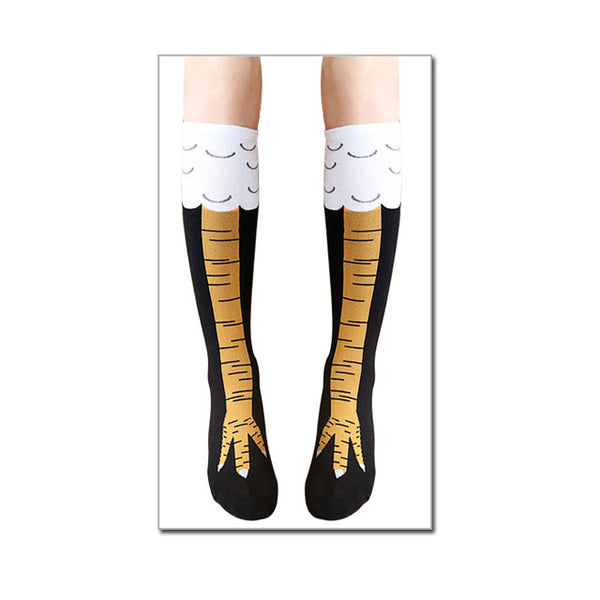 2017 Creative New Women Chicken Socks With Chicken Print toe Trendy Women Fashion 3D Cartoon Thigh High Sale Chicken Toe Feet La