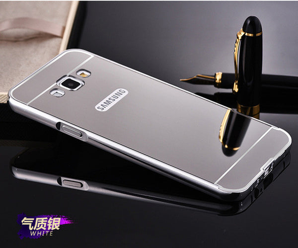 Luxury Metal Phone Case For Samsung Galaxy A320 A520 A3 A5 A7 2017 J5 J7 Prime 2016 Plating Aluminum Frame+Mirror Back Cover