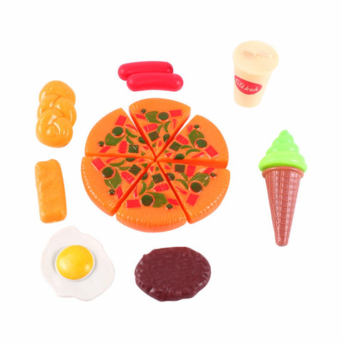 13Pcs/Set Kid Kitchen Pretend Role Play Toy Cutting Plastic Pizza Ice Cream Drink Food Children Toy Gift Early Education Toy D3