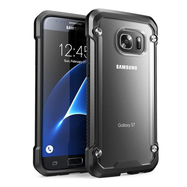 Transparent Armor Shield Shockproof Case For Samsung Galaxy S7 S7 Edge Cover Back Clear Hard Plastic Frosted Soft Silicon Bumper