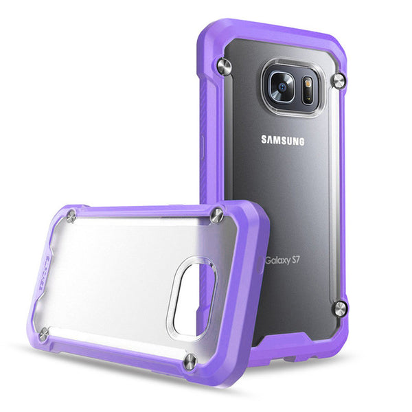 Transparent Armor Shield Shockproof Case For Samsung Galaxy S7 S7 Edge Cover Back Clear Hard Plastic Frosted Soft Silicon Bumper