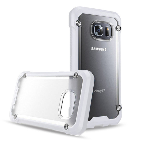Transparent Armor Shield Shockproof Case For Samsung Galaxy S7 S7 Edge Cover Back Clear Hard Plastic Frosted Soft Silicon Bumper