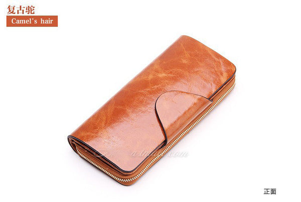 2016  Hot Sales First Layer Of Cowhide Female Wallets Zipper Genuine Leather Long Design Lovers Men/Women Wallets