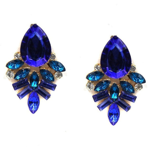 JURAN NEW Women Fashion Style Blue/Black/Pink Earrings Handmade Rhinestone Sweet Stud Crystal Stud Earrings For Women Girl W3106