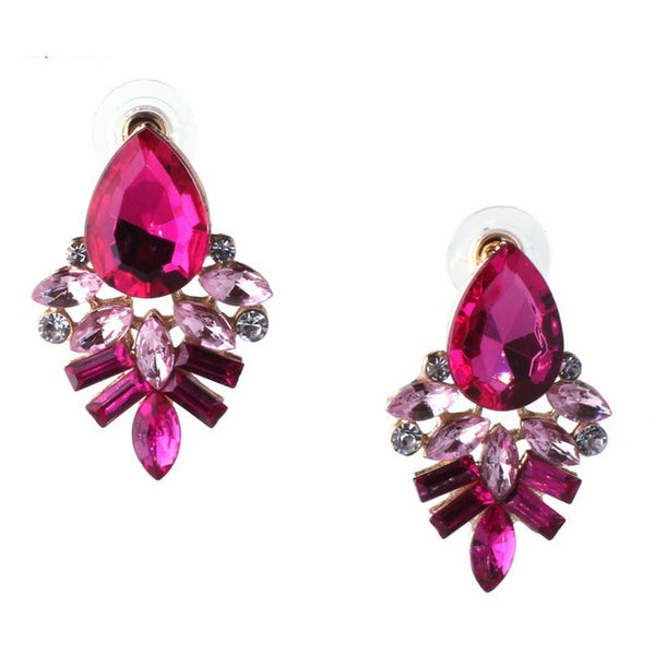 JURAN NEW Women Fashion Style Blue/Black/Pink Earrings Handmade Rhinestone Sweet Stud Crystal Stud Earrings For Women Girl W3106