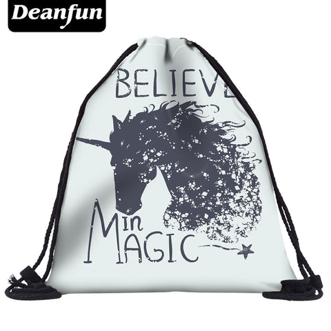 Deanfun Unicorn Drawstring bags 3D Printed Polyester 2017  New Fashion Women Small Travel Bags 60034