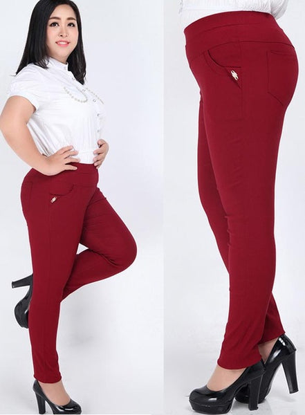 2017 Fashion Big yards 2XL-6XL Women Pants  Full-length High waist elastic long Pants Fat MM Pencil Pants Clothes For Female