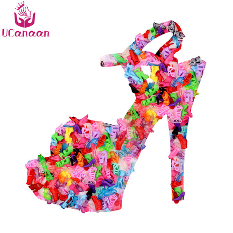 Free Shipping 10 Pair Fashion Colorful Accessories Shoes Heels Sandals For Barbie Clothes Dress Doll Best Gift Girl Baby Toys
