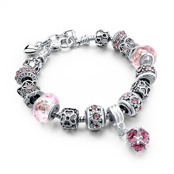 Hot Selling 2016 Heart Charm Bracelets & Bangles Gold Bracelets For Women DIY Pulsera Famous Brand Jewellery SBR150074