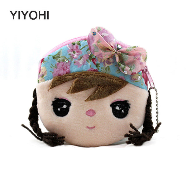 YIYOHI New Kawaii Cartoon Beautiful Gril  Children Plush Coin Bag Purse Zipper Change Purse Wallet Kids Girl Women For Gift