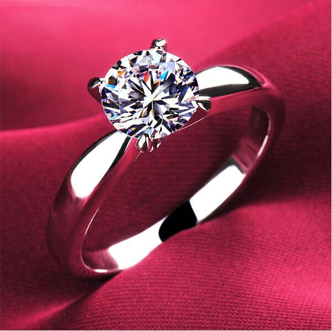 Wholesale Plating Classic Uplifted 4 Prong Single Zirconia Anillos Mujer Wedding Ring for Women