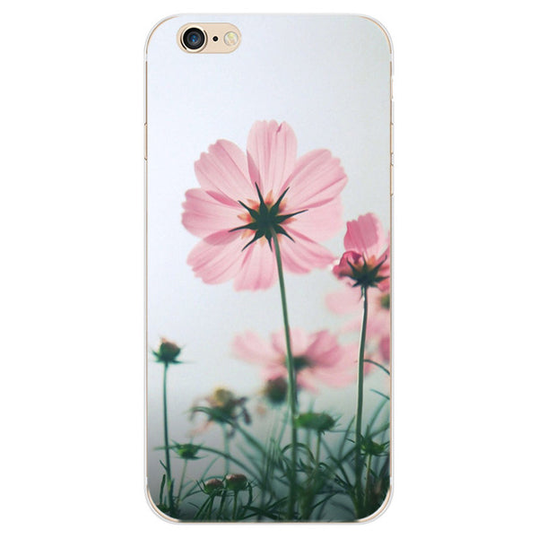 For iPhone 5 5s SE 6 6s 7 7 Plus Phone Case Elegant Beautiful Flowers Painting Soft TPU Cases Back Cover Coque For iPhone 7Plus