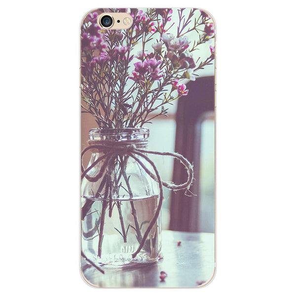 For iPhone 5 5s SE 6 6s 7 7 Plus Phone Case Elegant Beautiful Flowers Painting Soft TPU Cases Back Cover Coque For iPhone 7Plus