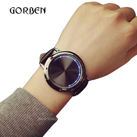 2017 Fashion Casual Mens Watches Leather Touch screen LED Women's Sports watches Mens Bracelet watches gift relogio masculino