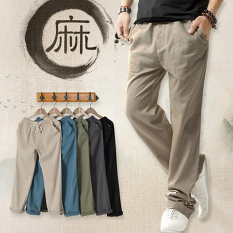 Summer Linen Robe Super Ventilate Men Casual Wear Pants Comfort/2017 men high-grade tourism movement  pants/Asian M- 4XL