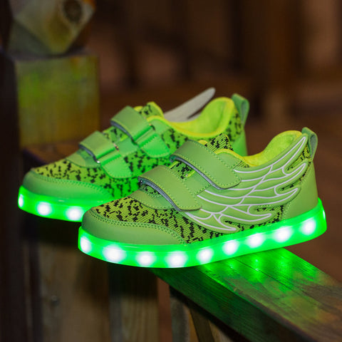 2017 Kids luminous shoes led USB recharge for girls boys children sneakers illuminated 7 colors glowing casual with light