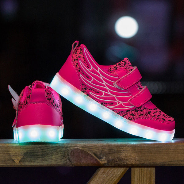 2017 Kids luminous shoes led USB recharge for girls boys children sneakers illuminated 7 colors glowing casual with light