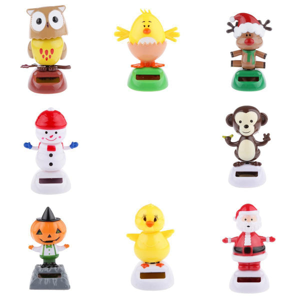 Quality Cute Solar Powered Shaking Owl Toy ABS Resin Owl Sownman Pumpkin on Stage Dancing Table Toy Creative Kid Children Gifts