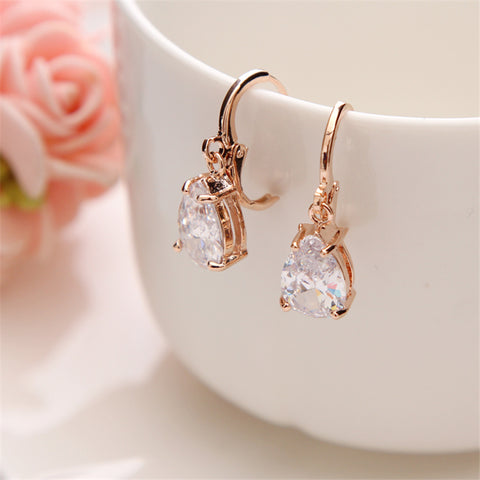 ZOSHI Drop Earrings CZ Water Drop Earrings For Women Gold Color Female Crystal Earring Stainless Steel Jewelry