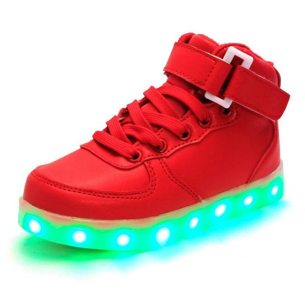 STRONGSHEN New Summer Children Breathable Sneakers Fashion Sport Led Usb Luminous Lighted Shoes for Kids Boys Casual Girls Flats