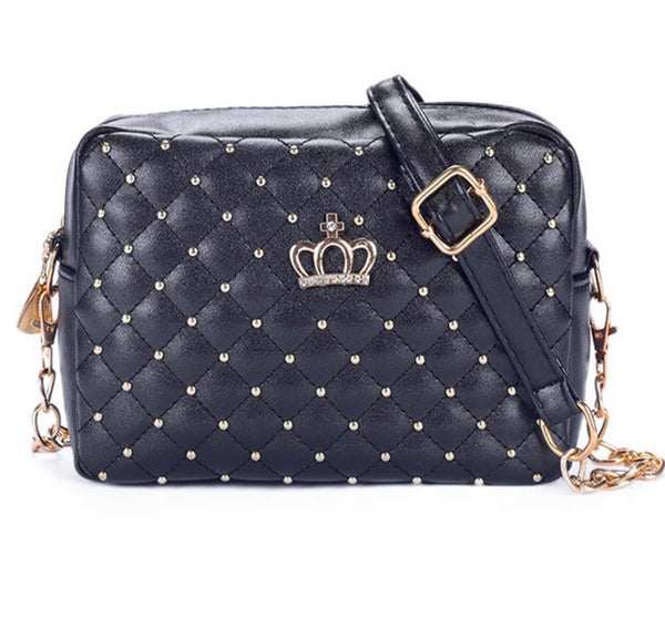 Yogodlns Women Bag Fashion Women Messenger Bags Rivet Chain Shoulder Bag High Quality PU Leather Crossbody Quiled Crown bags