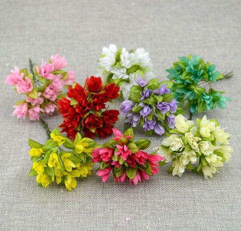 12pcs/lot Artificial flower cherry simulation silk flower diy wreath material Bride wrist flower Wedding flower decoration