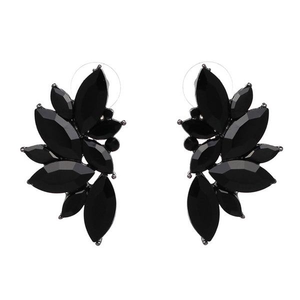 JURAN 2017 New Arrival Fashion Gem Crystal Leaf Stud Earrings For Women Fashion Brand Party Earings Jewelry Popular Gift E2205