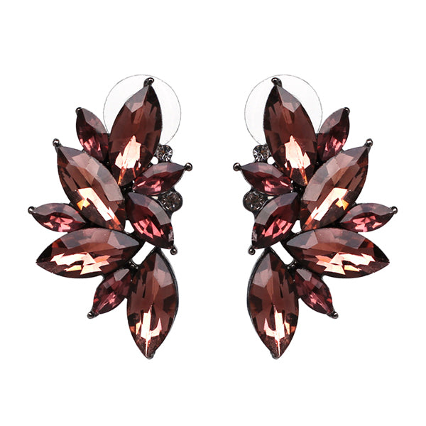 JURAN 2017 New Arrival Fashion Gem Crystal Leaf Stud Earrings For Women Fashion Brand Party Earings Jewelry Popular Gift E2205