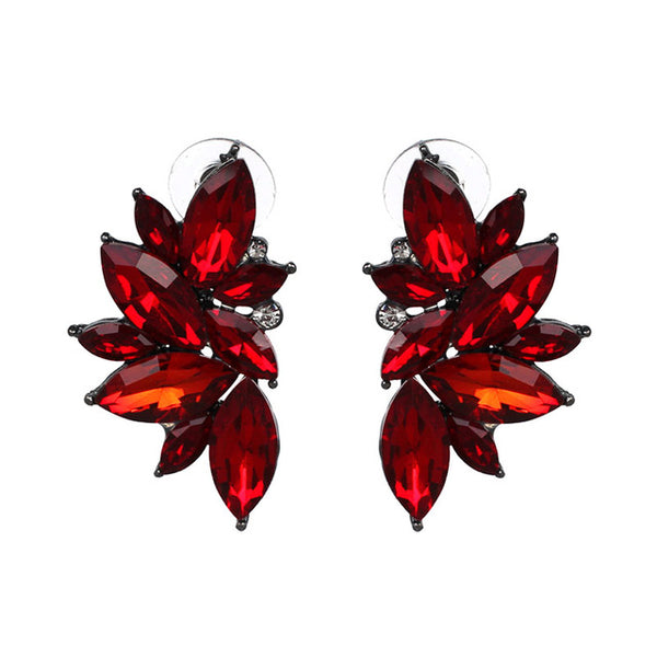 JURAN 2017 New Arrival Fashion Gem Crystal Leaf Stud Earrings For Women Fashion Brand Party Earings Jewelry Popular Gift E2205