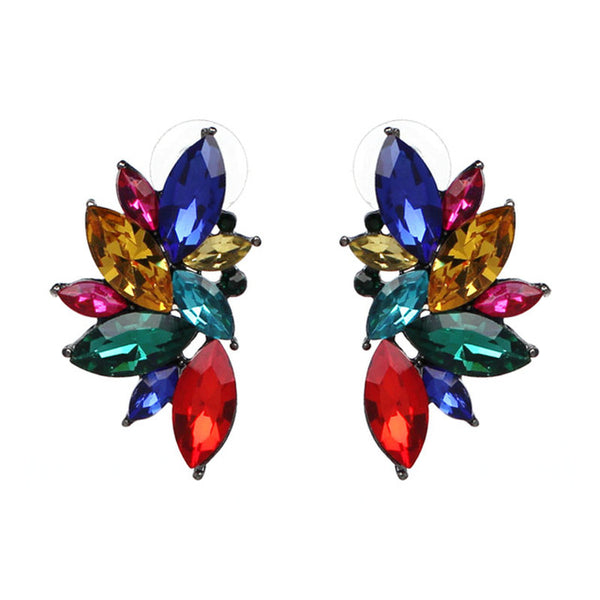 JURAN 2017 New Arrival Fashion Gem Crystal Leaf Stud Earrings For Women Fashion Brand Party Earings Jewelry Popular Gift E2205