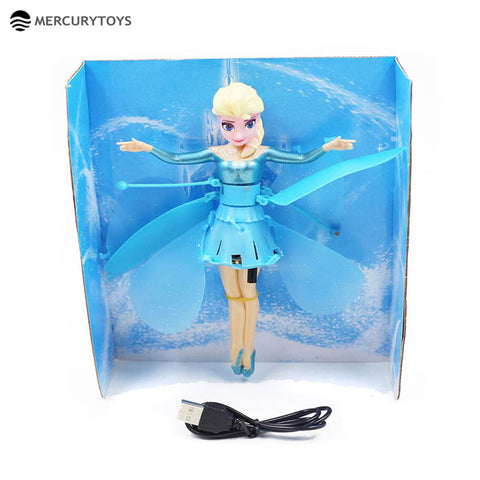 MERCURYTOYS Upgrade Induction Flying Elsa Fairy Toys Remote Control RC Flying Princess Helicopter toys for girls
