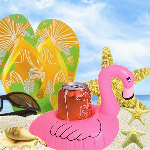 12 Pcs Inflatable Flamingo Pattern Coaster Pool Float Drink Can Holder Bath Toy Store 34