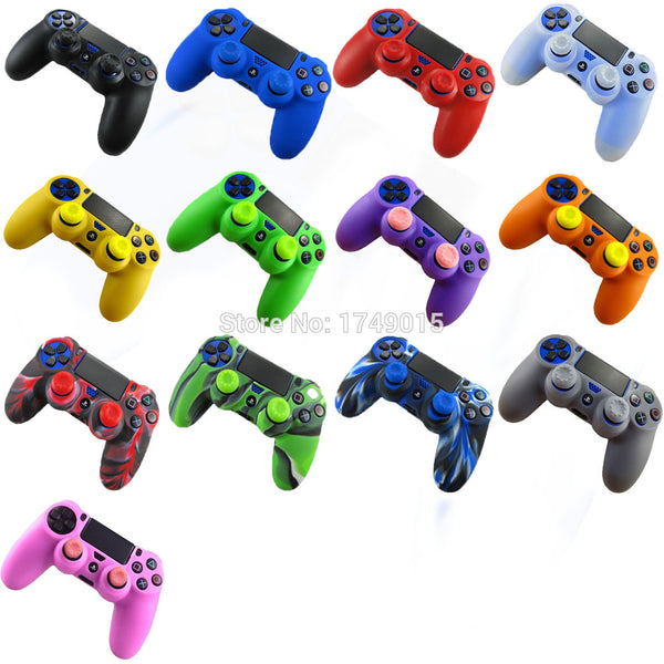 IVYUEEN 2 in 1 Soft Silicone Rubber Case Cover For Play Station Dualshock 4 PS4 DS4 Pro Slim Wireless Controller Skin + 2 grips