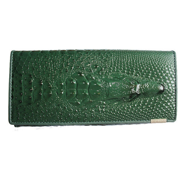 SHU WOLF Women Wallet Hasp Coin Purses Holders Brand Genuine Leather 3D Embossing Alligator Ladies Crocodile Long Clutch Wallets