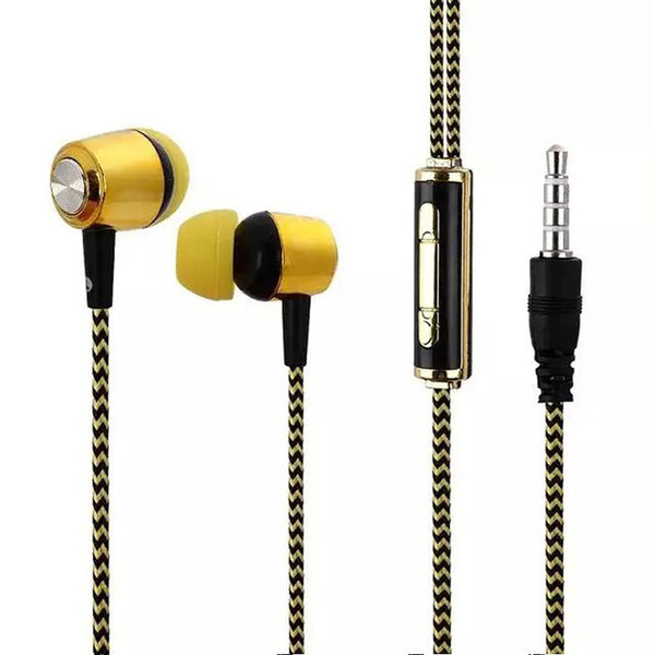 M&J A13 New Plating Stereo Bass Earphone wire braid Earbuds In Ear Earbus 3.5mm with Microphone For Iphone Samsung Xiaomi MP3