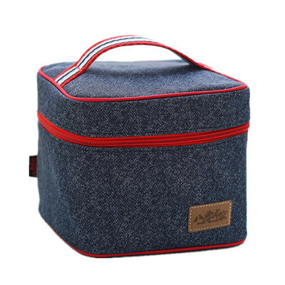 Denim Lunch Bag Kid Bento Box Insulated Pack Picnic Drink Food Thermal Ice Cooler Leisure Accessories Supplies Product