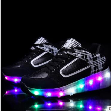 Children 27-43 teens girls and boys LED lights children's single sports shoes