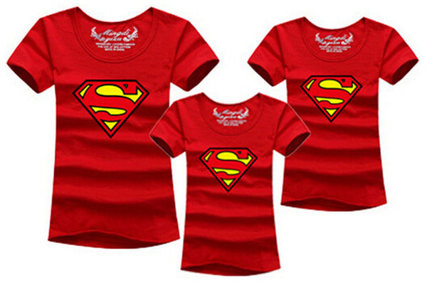 1pcs Fashion Superman Family Matching Outfits T-shirt 11 Colors Clothes For matching family clothes mother father daughter son