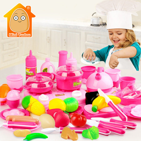 MiniTudou Classic Cooking Toys For Children 46PCS Pretend Play Cutting Food Set Kids Kitchen Toys