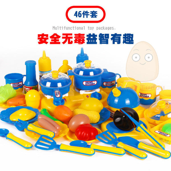 MiniTudou Classic Cooking Toys For Children 46PCS Pretend Play Cutting Food Set Kids Kitchen Toys