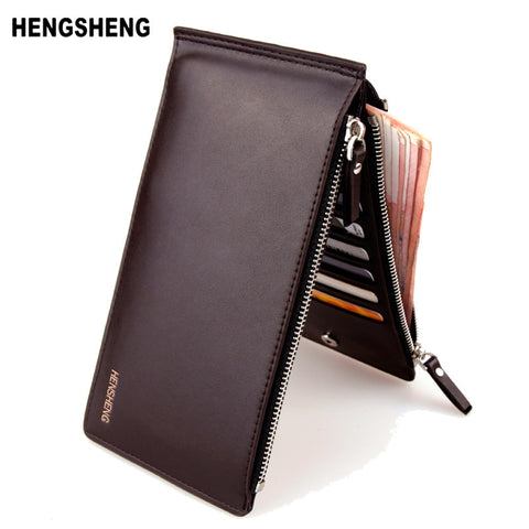HENGSHENG Fashion Wallet Men Wallet Double Zippers Business Men Clutch Handbag Men Purse Ultrathin Coin Wallet Card Holders A007