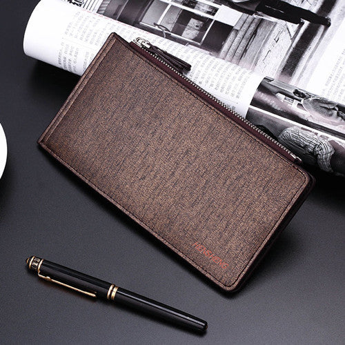 HENGSHENG Fashion Wallet Men Wallet Double Zippers Business Men Clutch Handbag Men Purse Ultrathin Coin Wallet Card Holders A007