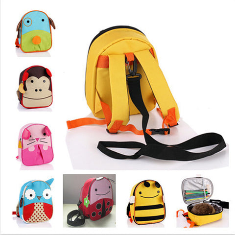 Free shipping school children kids cartoon animal character anti lost bag backpack drawstring troddler for child baby girls boys