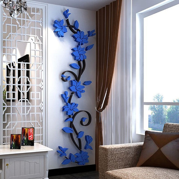 3D Vase Flower Tree DIY Removable Art Vinyl Wall Stickers Decal Mural Home Decor For Home Bedroom Decoration