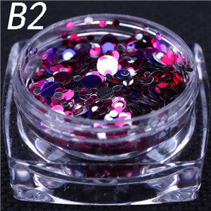 12 colors 1g/ box Nail Art Glitter ROUND Shapes Confetti Sequins Acrylic Tips UV Gel B Style Nail Art Metal Wheel